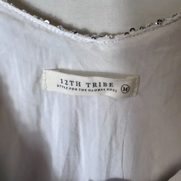 12th Tribe NWT Woman's Disco Fever Silver Fringe Sleeveless Mini Dress Size M - Picture 5 of 15
